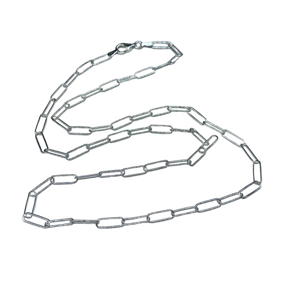 Jewelry - 18” Sterling Silver Paperclip Chain Link Necklace Solid 925 Italy Paper Clip